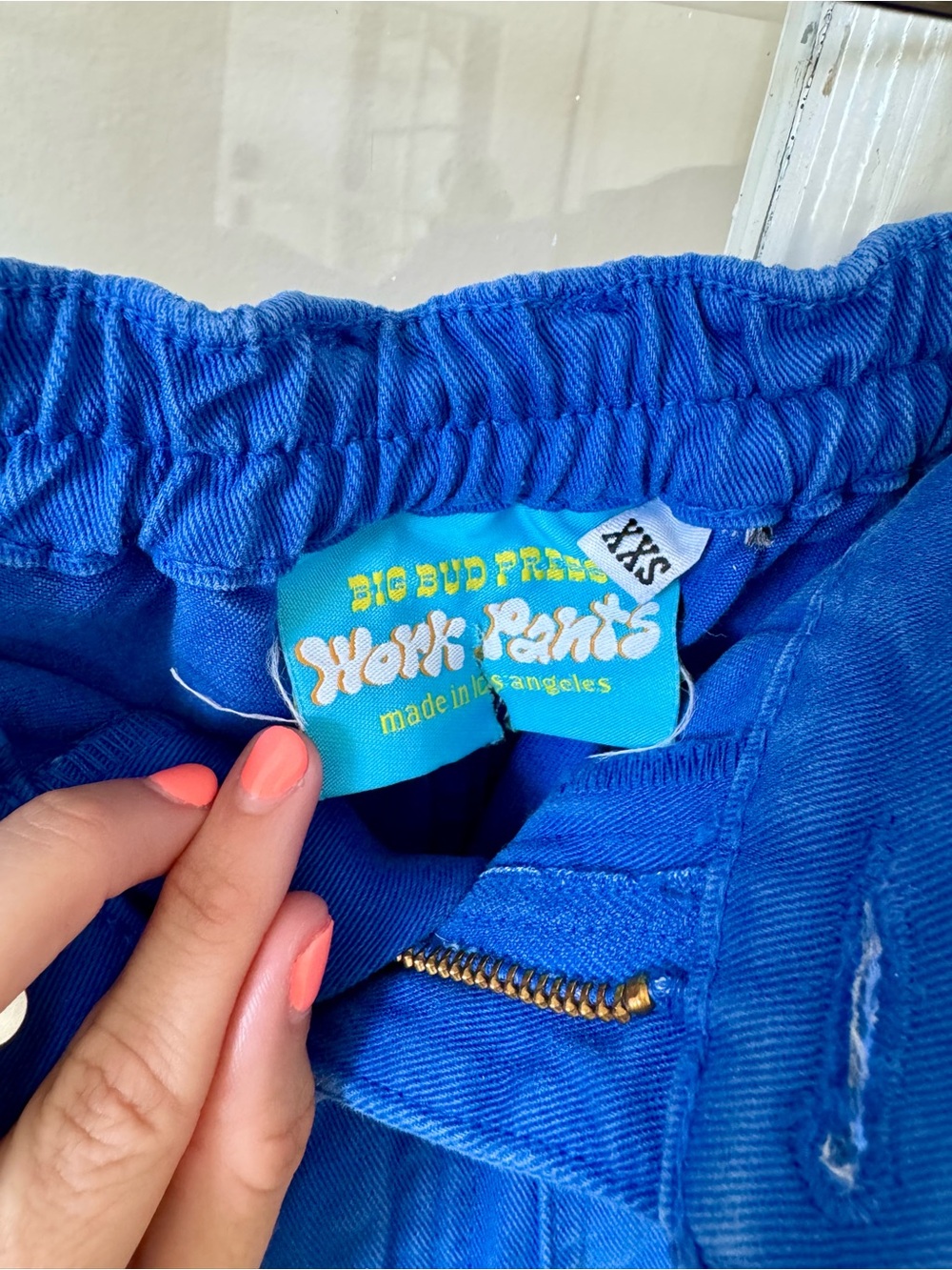 Big Bud Press Royal Blue Painted Flower Wide Leg Pants - Picture 3 of 10